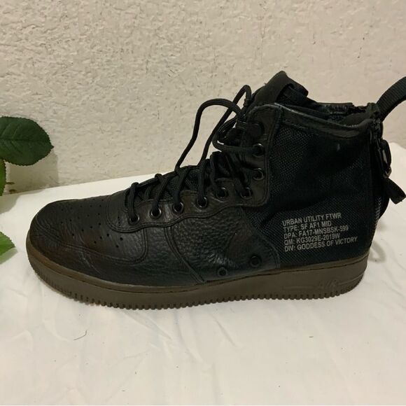 Nike SF Air Force 1 Mid Black Hazel Goddess Division Utility 917753-002 Men’s - Picture 2 of 14